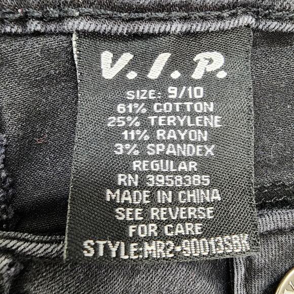 V.I.P. Jeans Women 9/10 Black Super Stretch Distressed Denim Skinny Ankle Casual - Picture 7 of 13